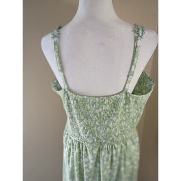 No Boundaries Baby Doll Dress Green Floral Adjustable Straps High Low... - Picture 6 of 10